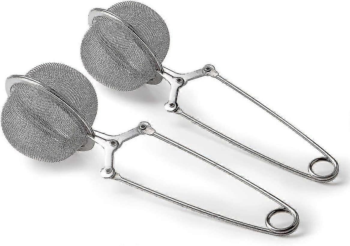 Stainless Steel Loose Leaf Tea Mesh Strainer Snap Ball Tea Infuser (silver) (2pcs)