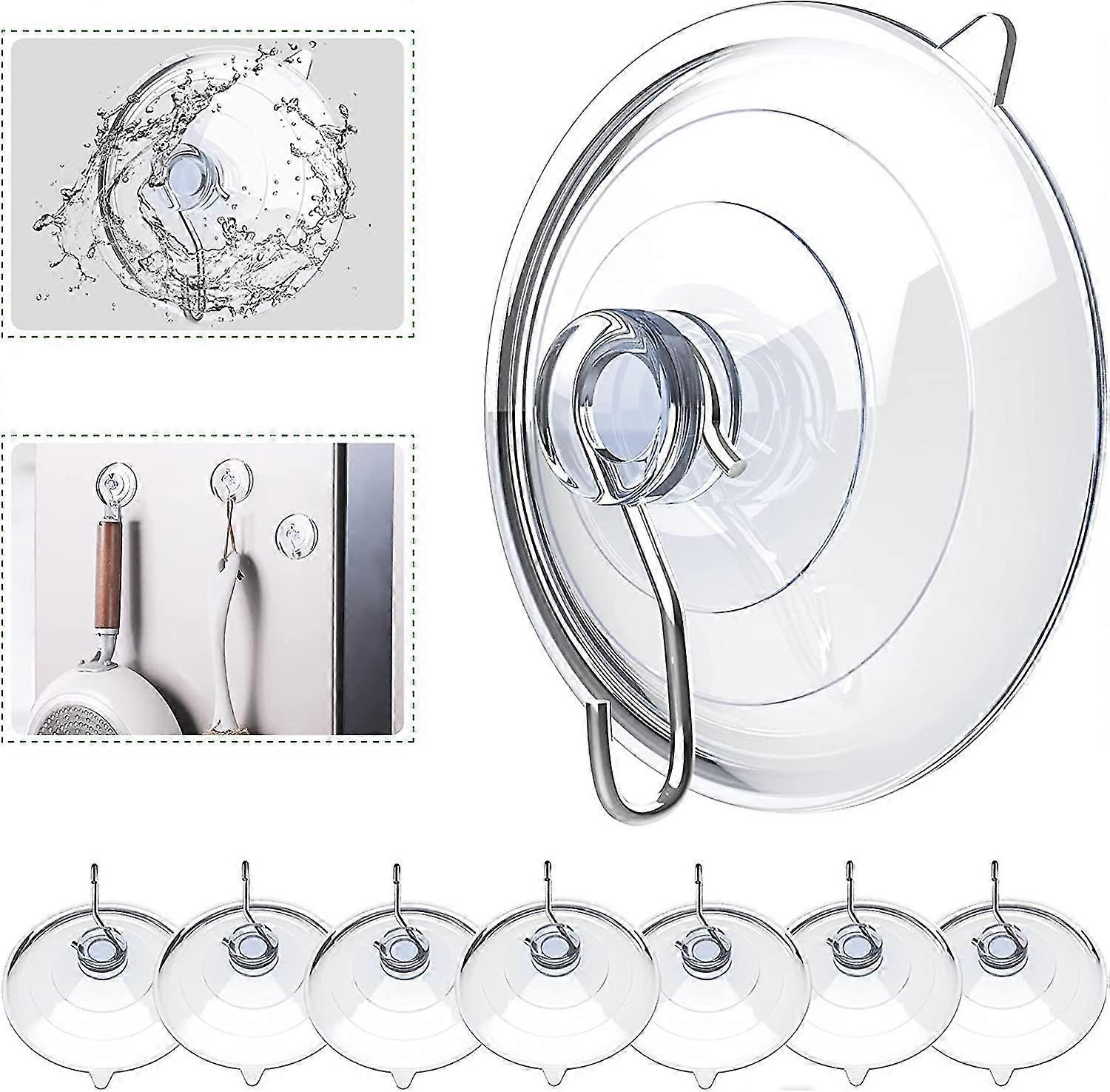 Suction Cup Hooks. 2.5 Inches Clear Pvc Suction Cups With Metal Hooks 7 Lb Heavy