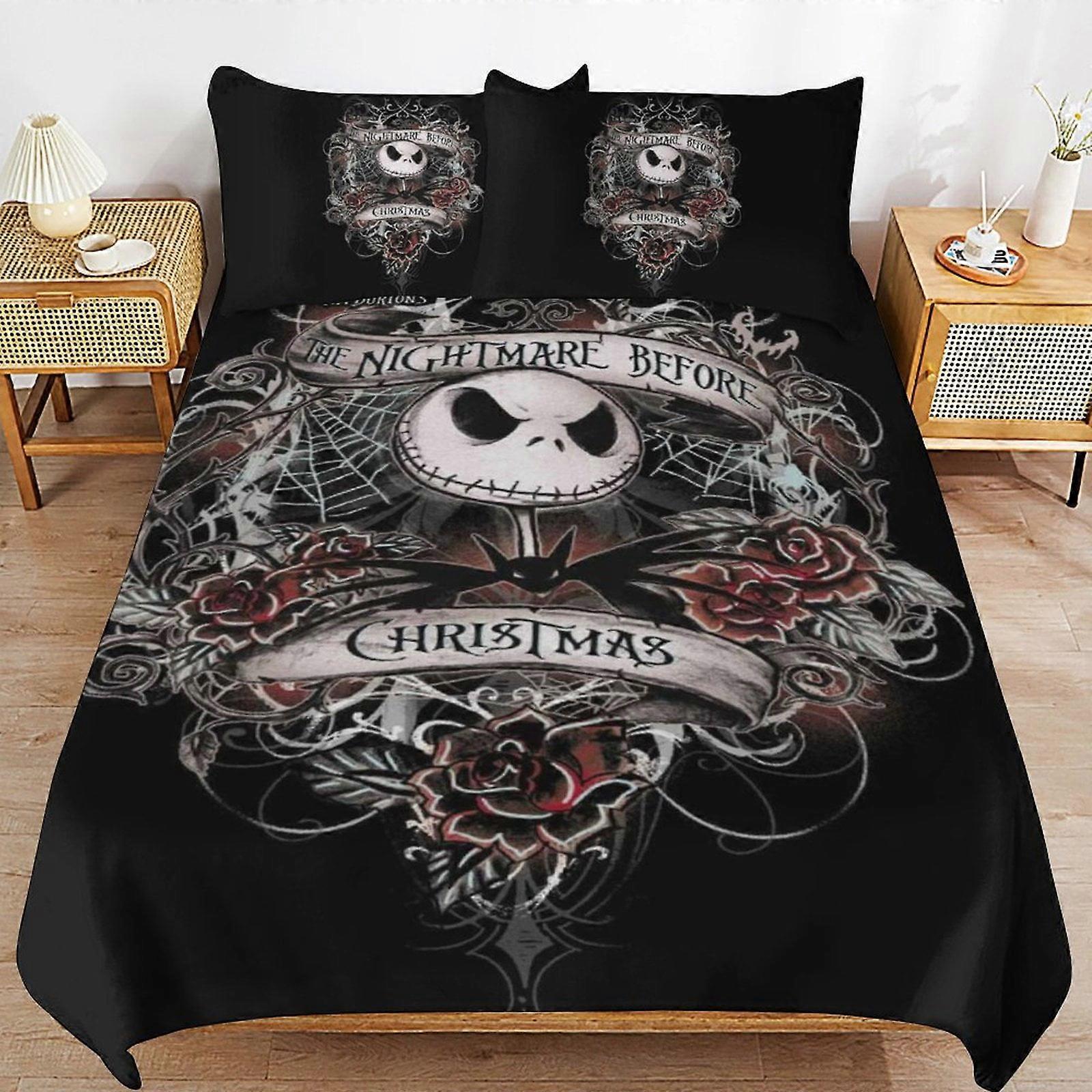 a1572 O Pesadelo Antes do Natal Conjunto de Capa de Edredom, Conjunto de Cama de 3 Peças 86x70" Conjunto de Capa de Edredom Decorativa com Impressão Dupla Face (1 Capa de Edredom +