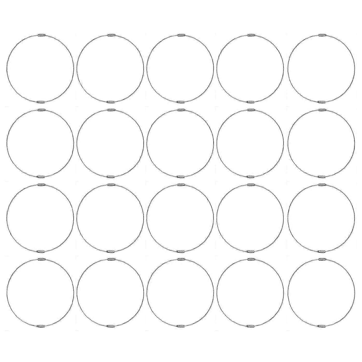 10 Inch Wire Keychain Cable Stainless Steel Key Ring Loop Holder, 20 Pack