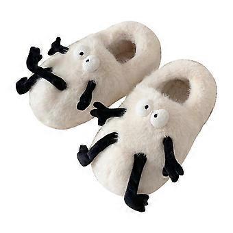 Adult cute bag heel cotton slippers, indoor slippers, home shoes, white, size 39-39