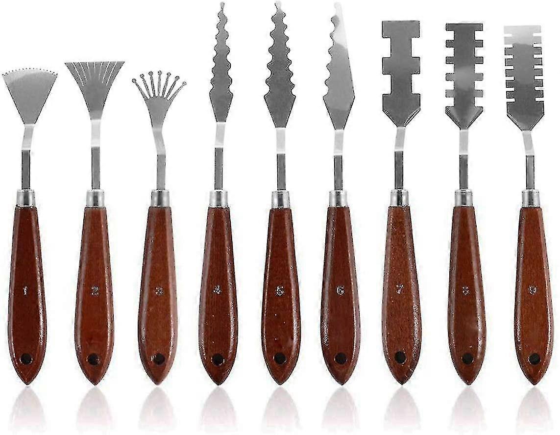 9pcs Stainless Steel Palette Knives Painting Mixing Drawing Scrapers Tools Set For Oil Painting Accessories