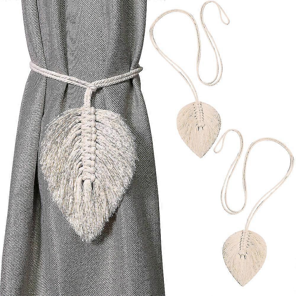 2pcs Curtain Tie Curtain Drawstrings, Tiebacks, Tiebacks, Hand Knitting Buckle, Cotton Rope With Ball