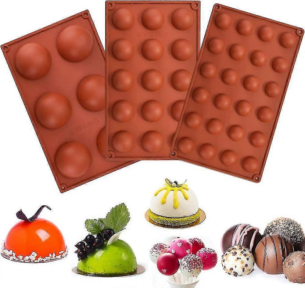 Baking Mold Hemisphere 3 Pieces Round Silicone Mold Praline Mold Ball Flexible Chocolate