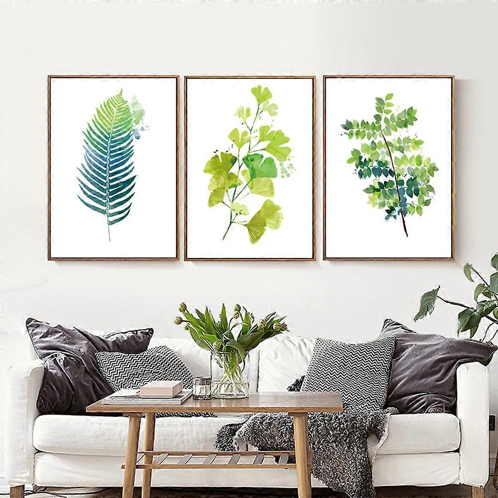 3pcsGreen Leaves Plant Canvas PrintNo Frame30x40cm