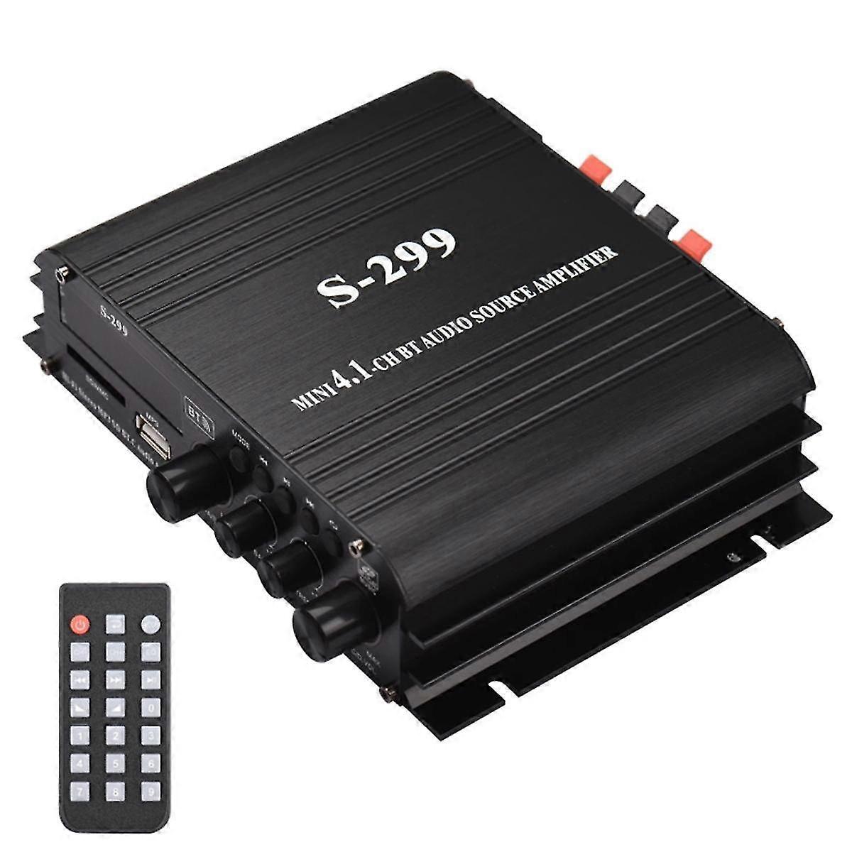 S-299 Mini 4.1 Audio Stereo Power Amplifier BT Portable Car and Home Dual-Use 4X40W Remote Audio Am
