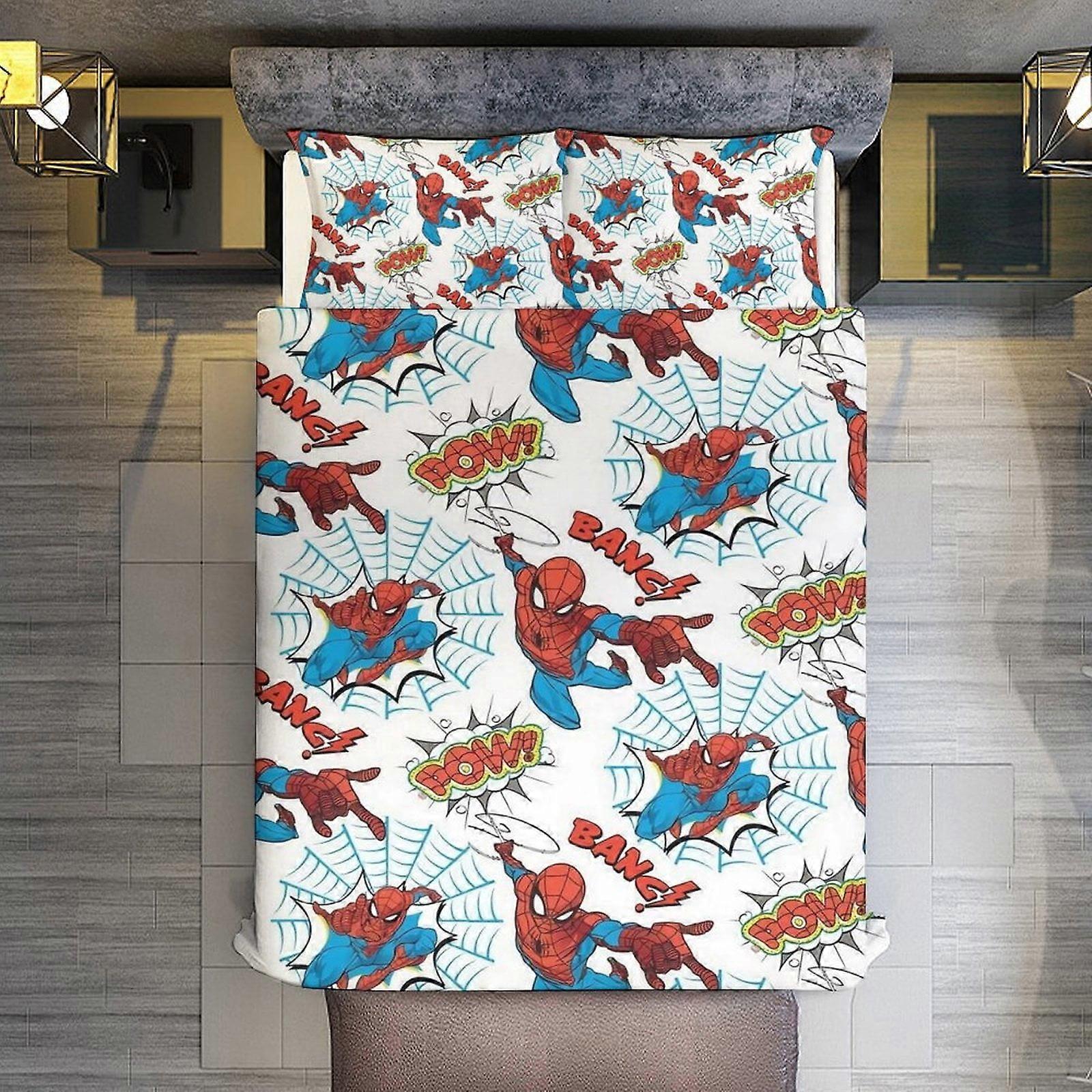 v789  Bed Sheets Bedding Cute Spider-Man 3 Piece Sets Full/Queen Size - Reversible Microfiber Quilts with 2 Shams Soft Lightweight Bedspread Coverlet 