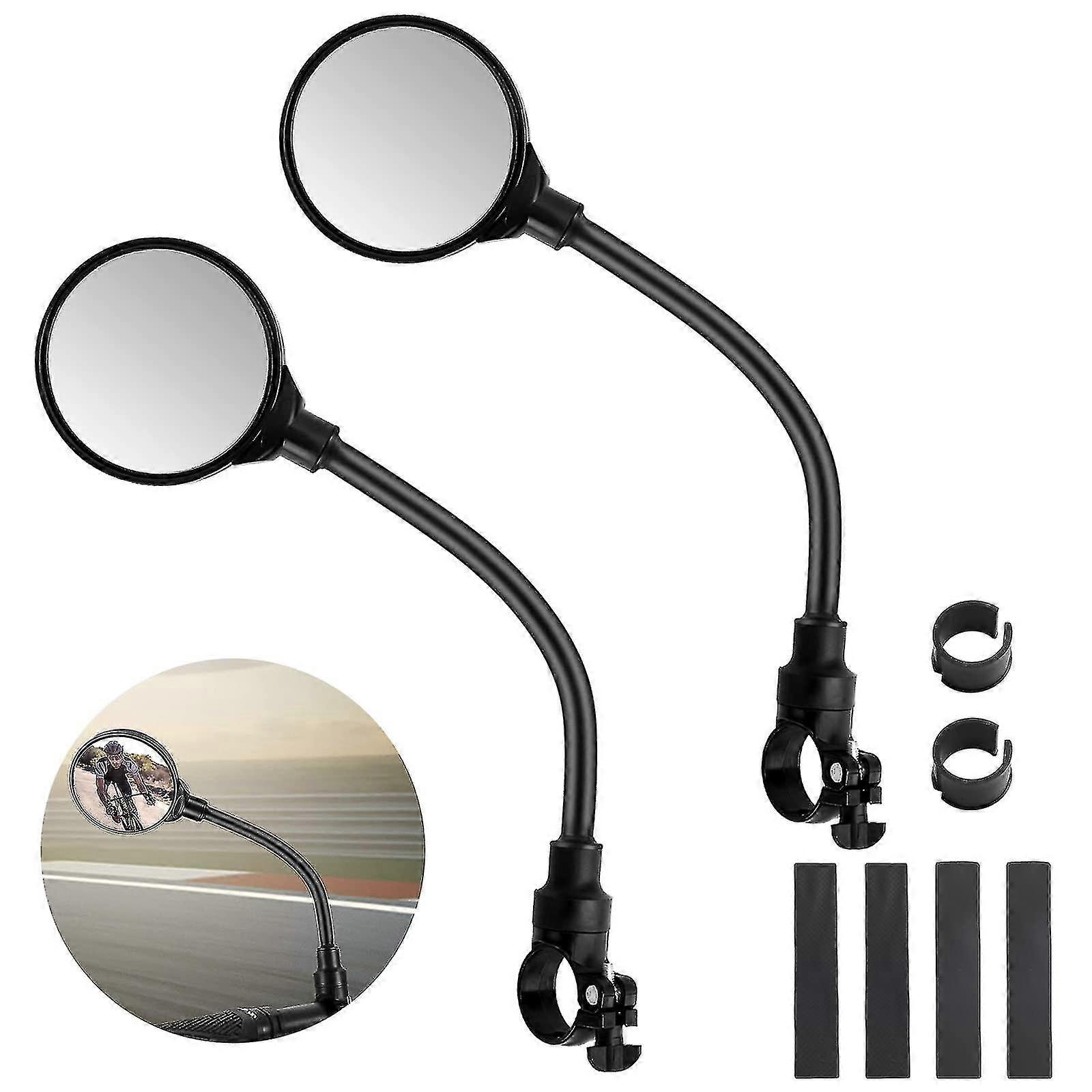 Bicycle Mirror For Handlebars - 2 Pieces Bicycle Wide-angle Rear-view Mirror, Safe Mirror 3d - 360  Adjustable And Rotatable Bicycle Mirror - Bicycle