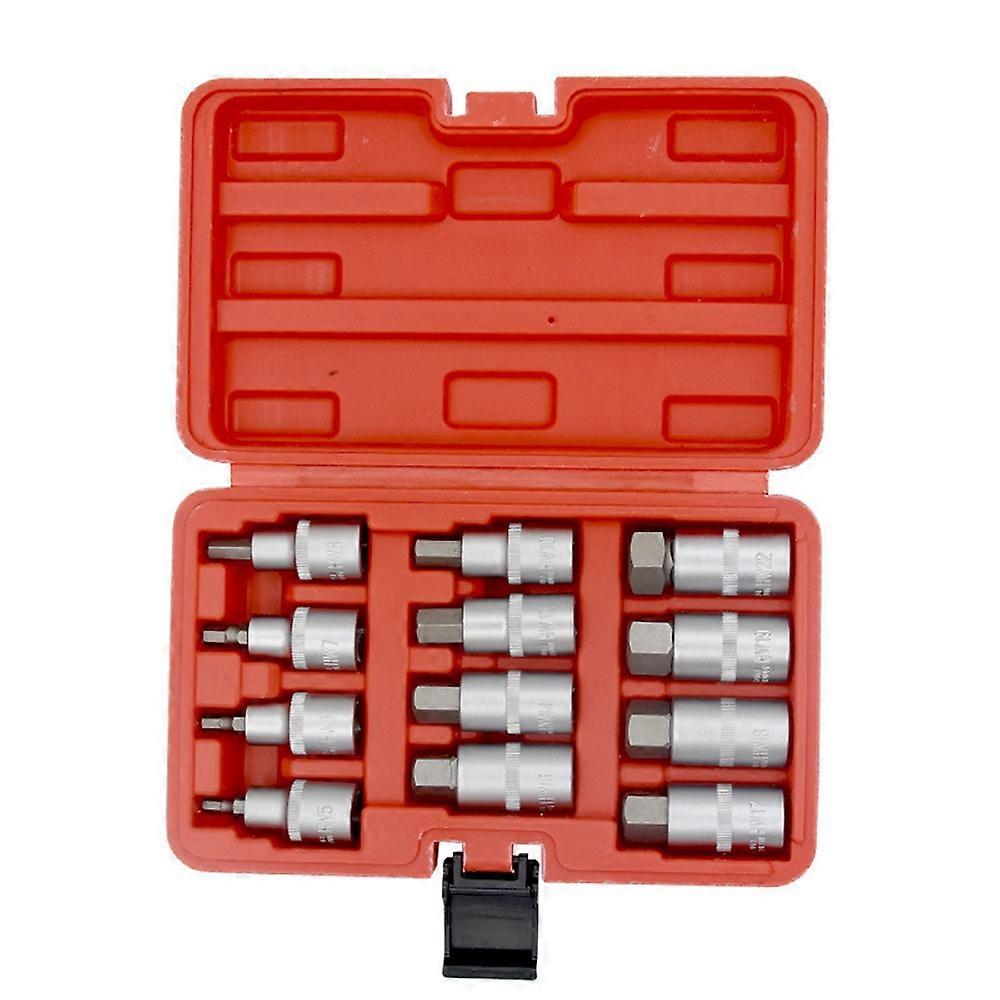 12Pcs 1/2 tommers Drive Impact Hex Bit Socket Set H5 H6 H7 H8 H10 H12 H14 H16 H17 H18 H19 H22 Hex Key Sockets Set Hand