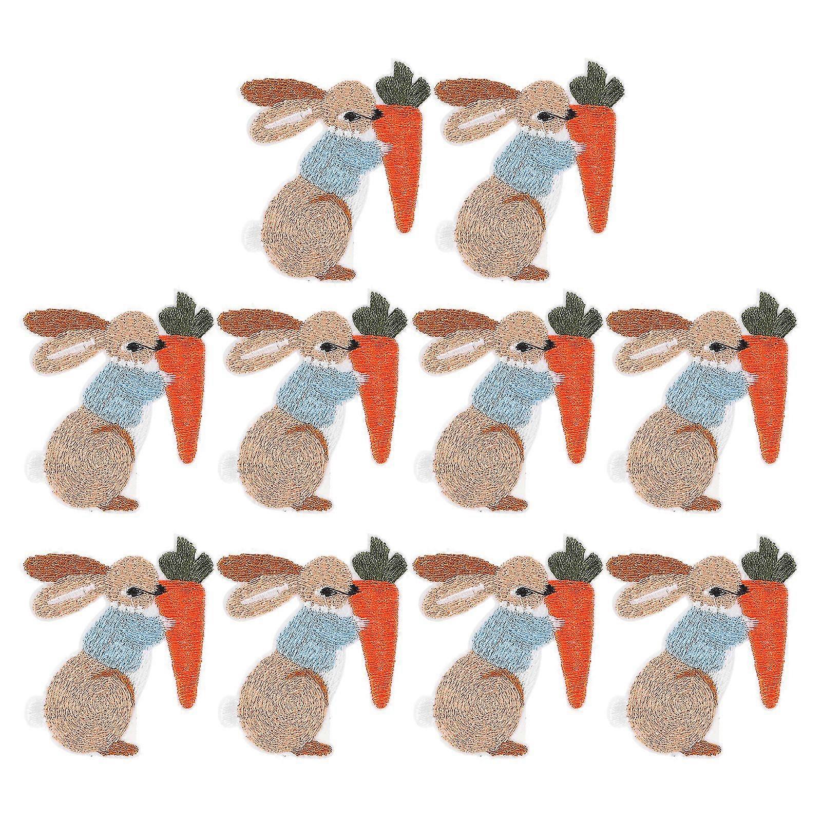 10pcs Iron Patches Bunny Pattern Easter Theme Style DIY Making Polyester Material Fabric Decorating Supplies for Clothes