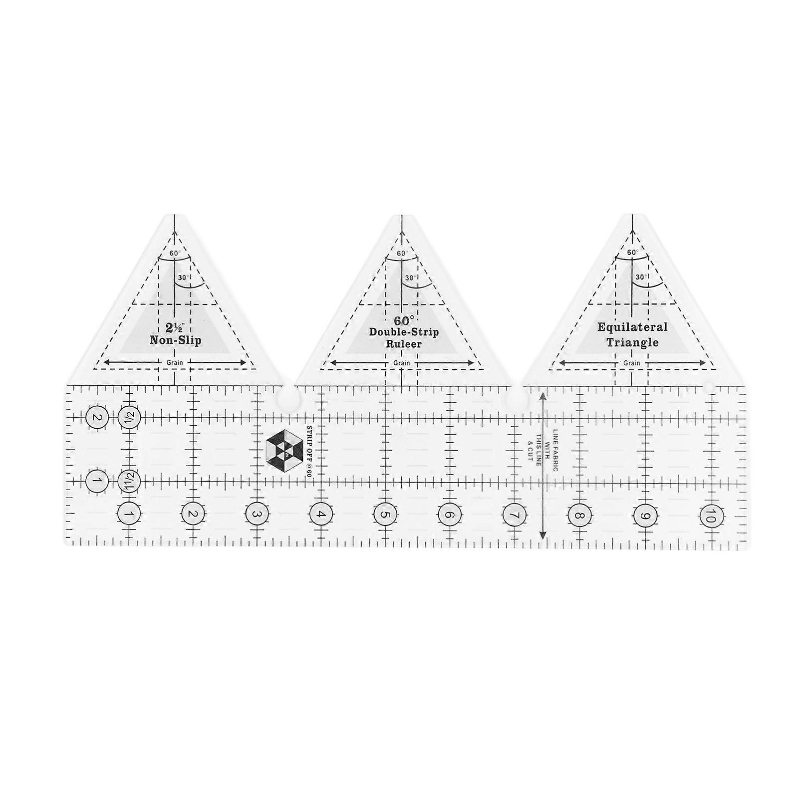 10in Régua de costura 60 graus triangular transparente leve acrílico acolchoado régua para roupas costura corte de pano