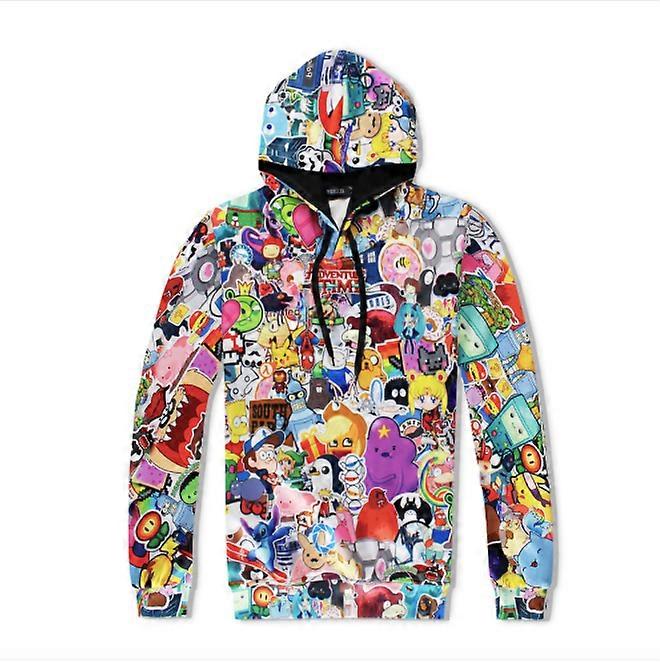 3D digital printing European and American men's loose hooded sweater plus size time adventure baseball uniform