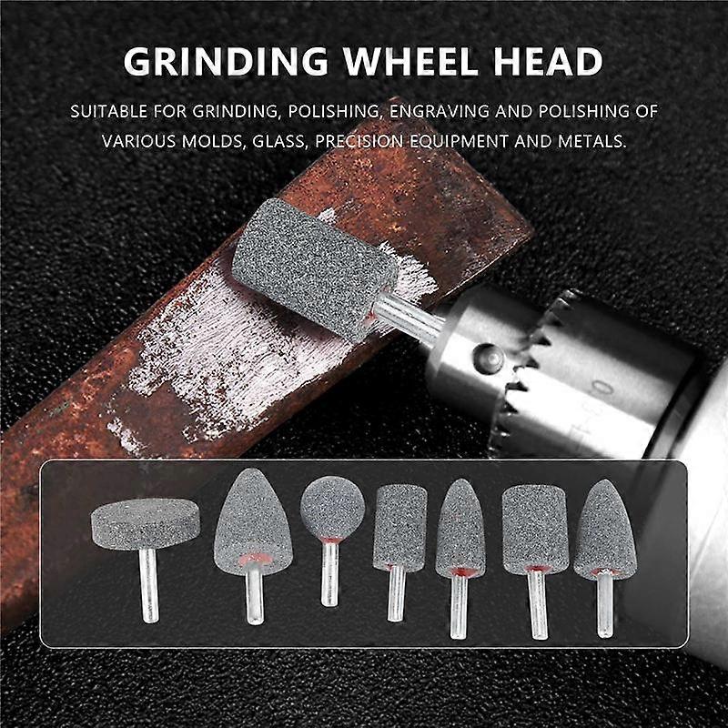Abrasive Stone Points Set Grinding Wheel Polishing Head Bit with 1/4-Inch Shank 7Pcs Grinding Stones