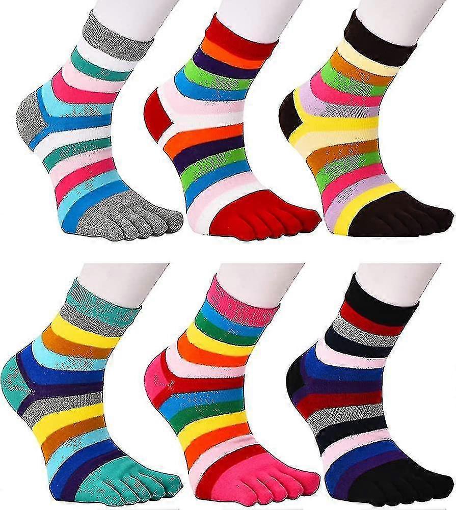 Calcetines de punta para mujer 5 dedos algodón Wicking Athletic 6 Pack