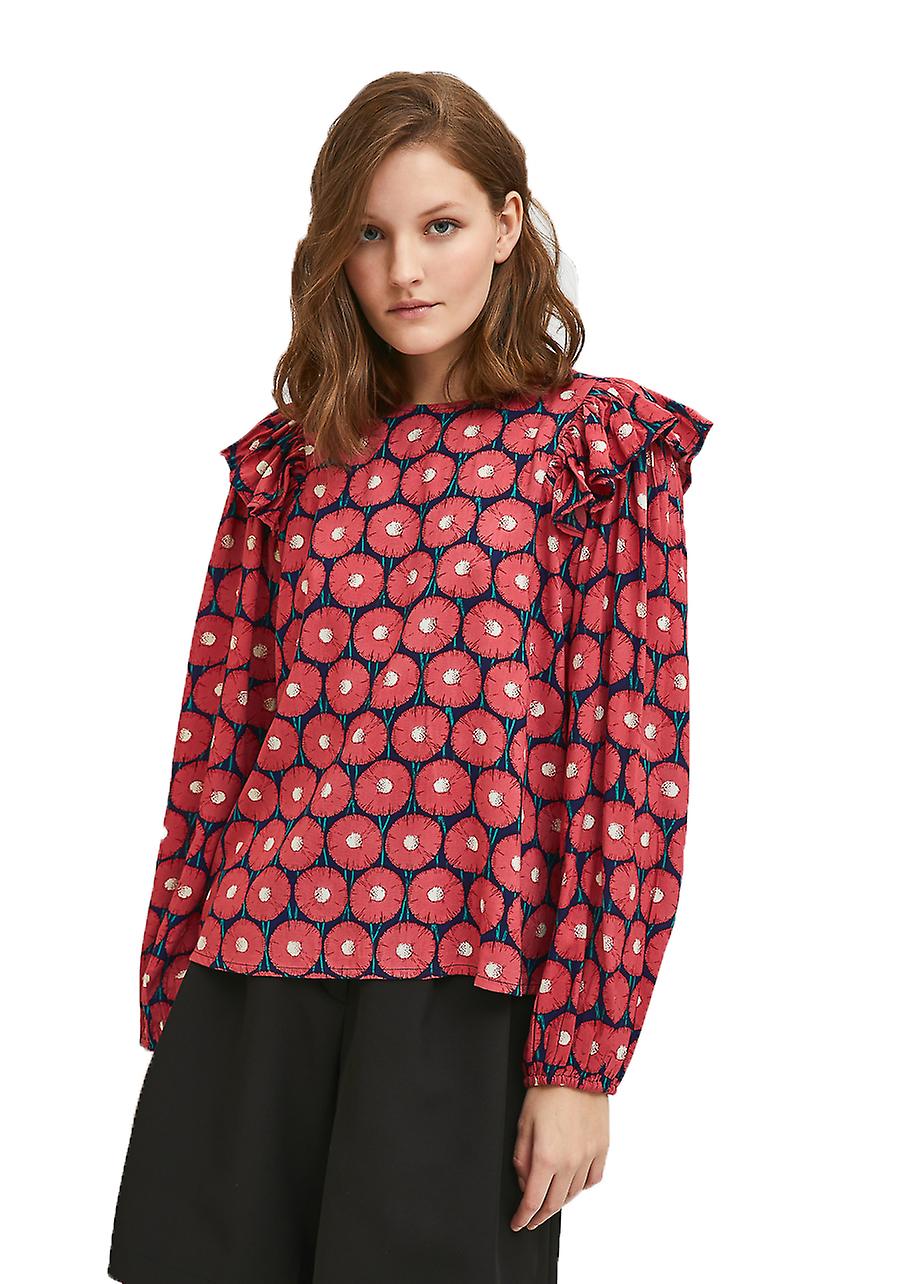 Compania Fantastica Evasé fluid top with marigold floral print FA21SAM19