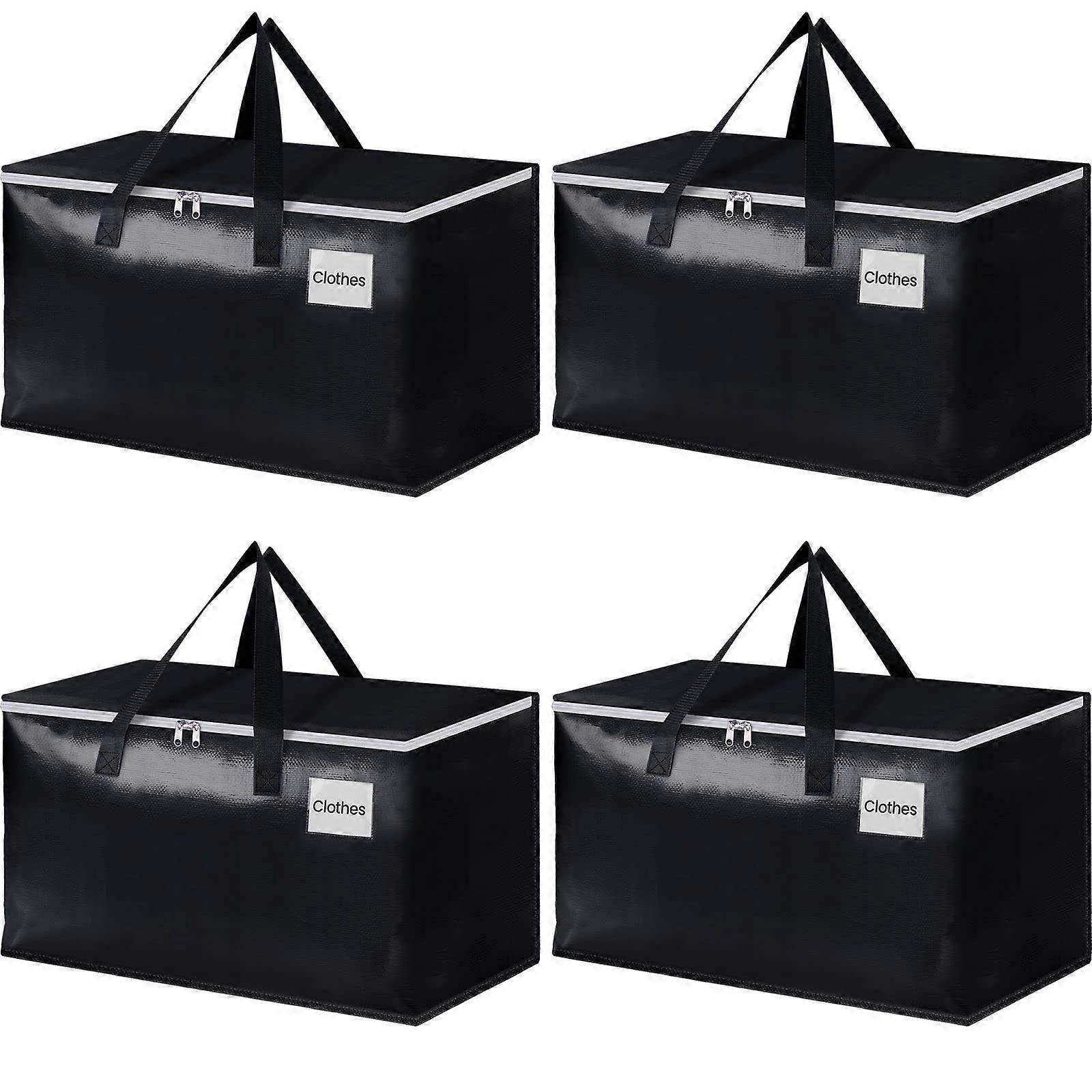 Large moving boxes with zippers and handles Moving supplies with lids, heavy-duty storage bags for space saving, foldable, 93 liters, 4-pack