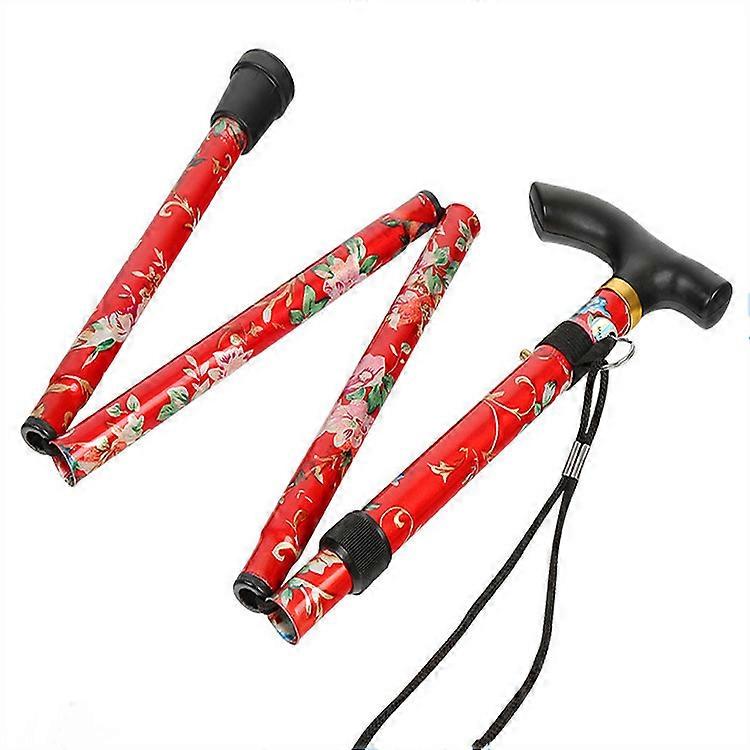 Adjustable Walking Cane 92CM Folding Cross-Country Outdoor Hiking Crutches Portable Senior Cane