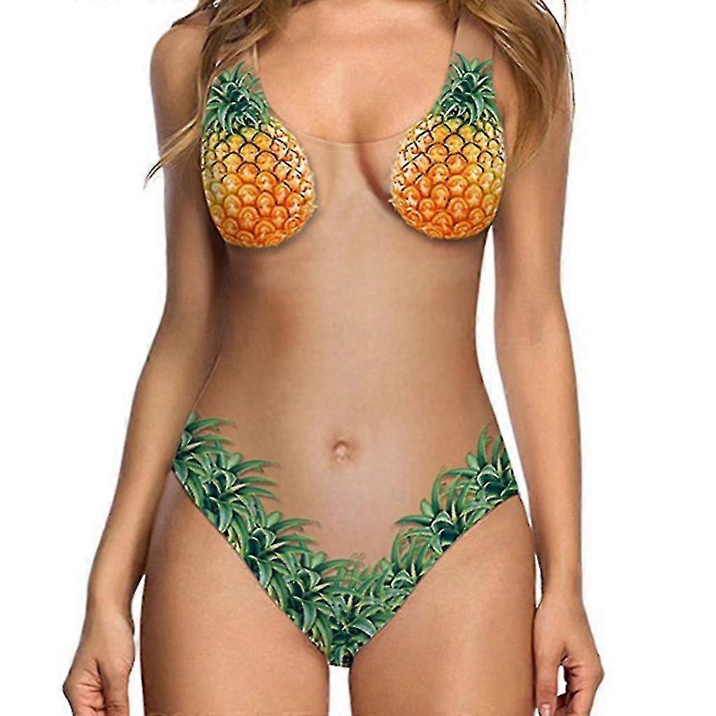 Maillot de bain imprimé à poitrine poilue pour femmes Maillot de bain à col en u