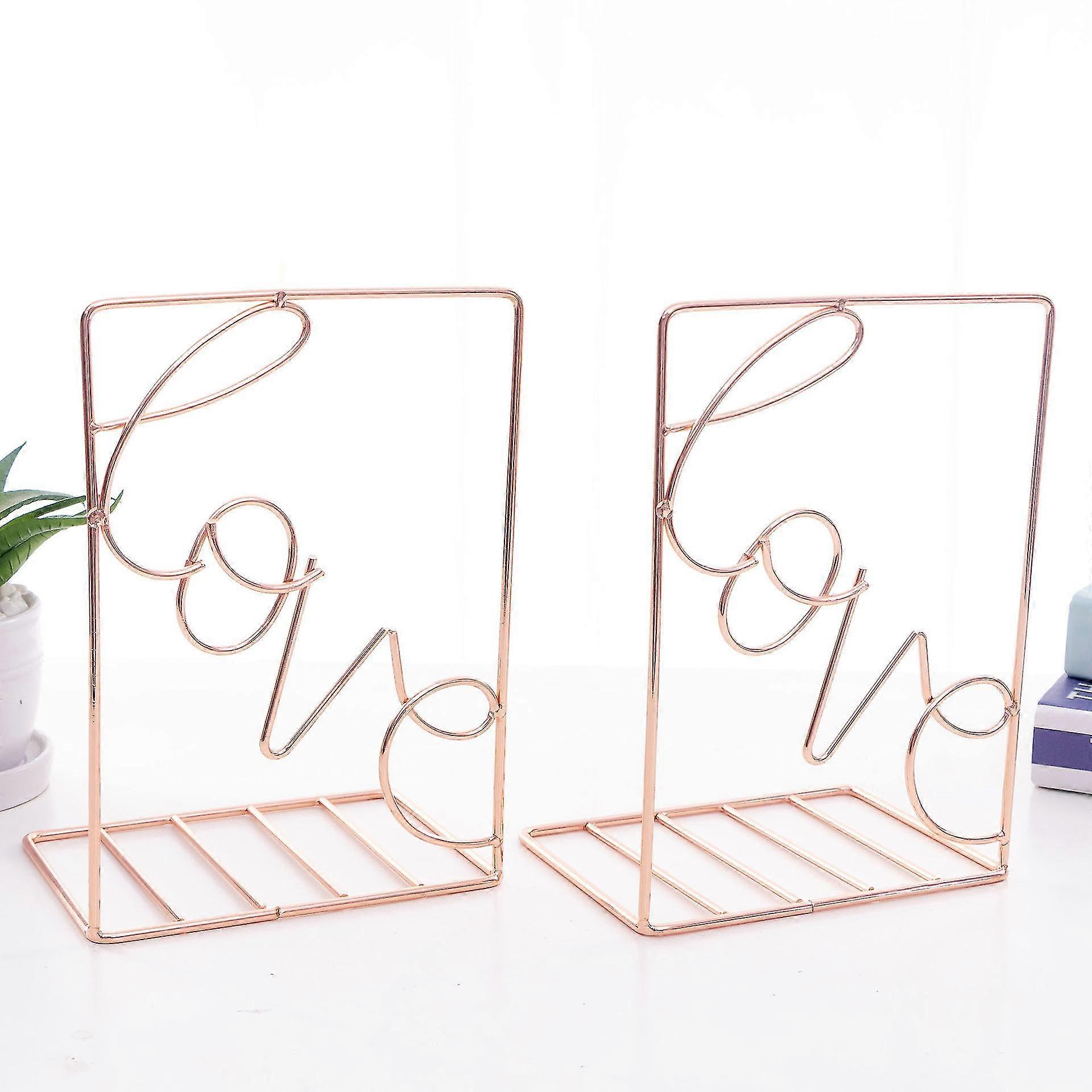 Iron Bookshelf, Creative Metal Bookshelf, Decorative Bookends, Art Desktop Organizer Rack, Unique Geometric Design, For Office Library School Book Dis