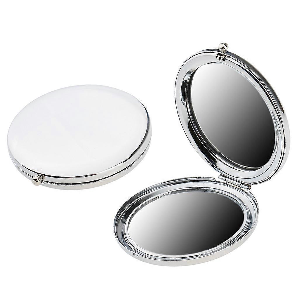 2 Pieces Mini Round Collapsible Cosmetic Compact Double Sides Makeup Mirror