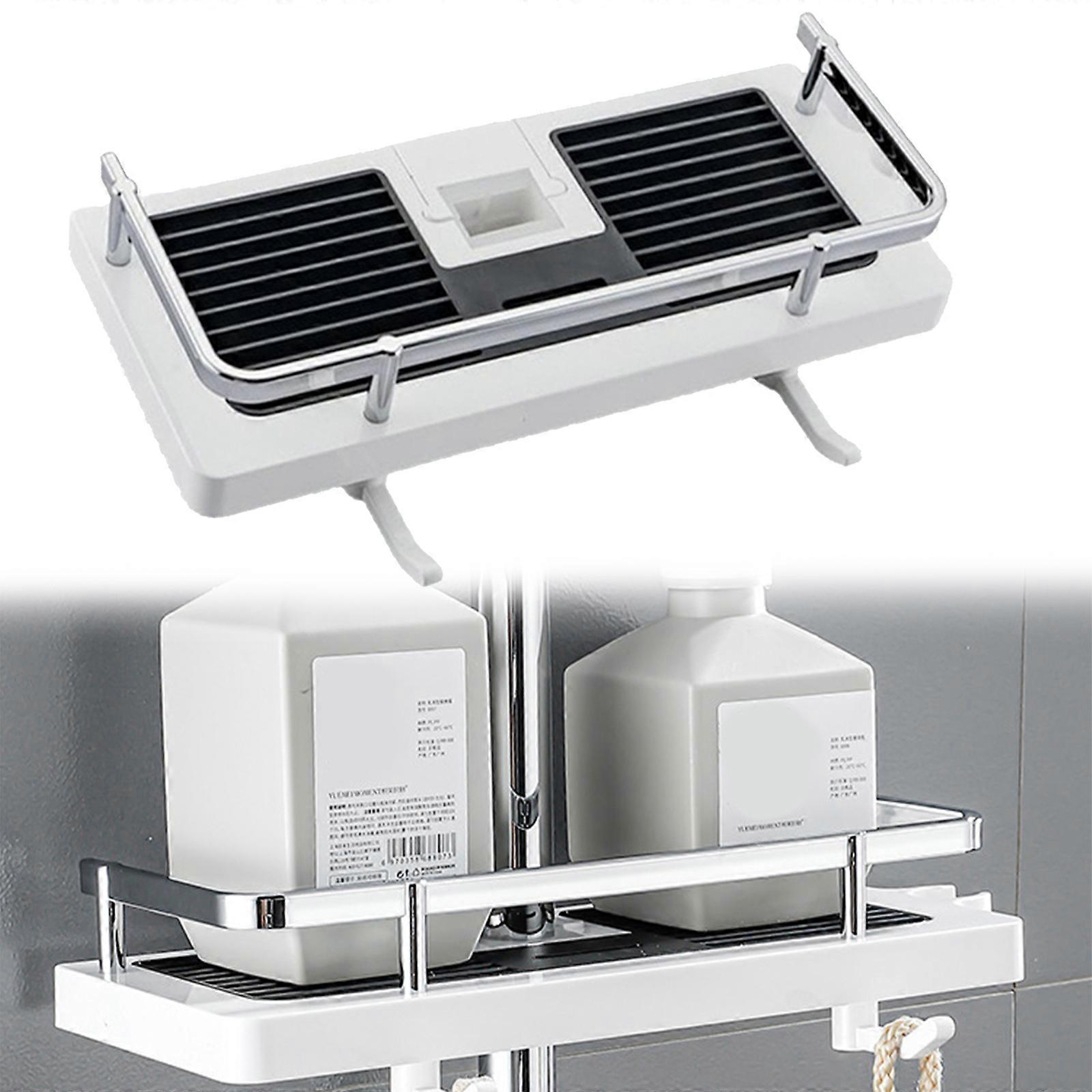 Shower Caddy Shelf, No Drill Shower Storage Organiser, Corner Riser Rail Soap Dish Holder