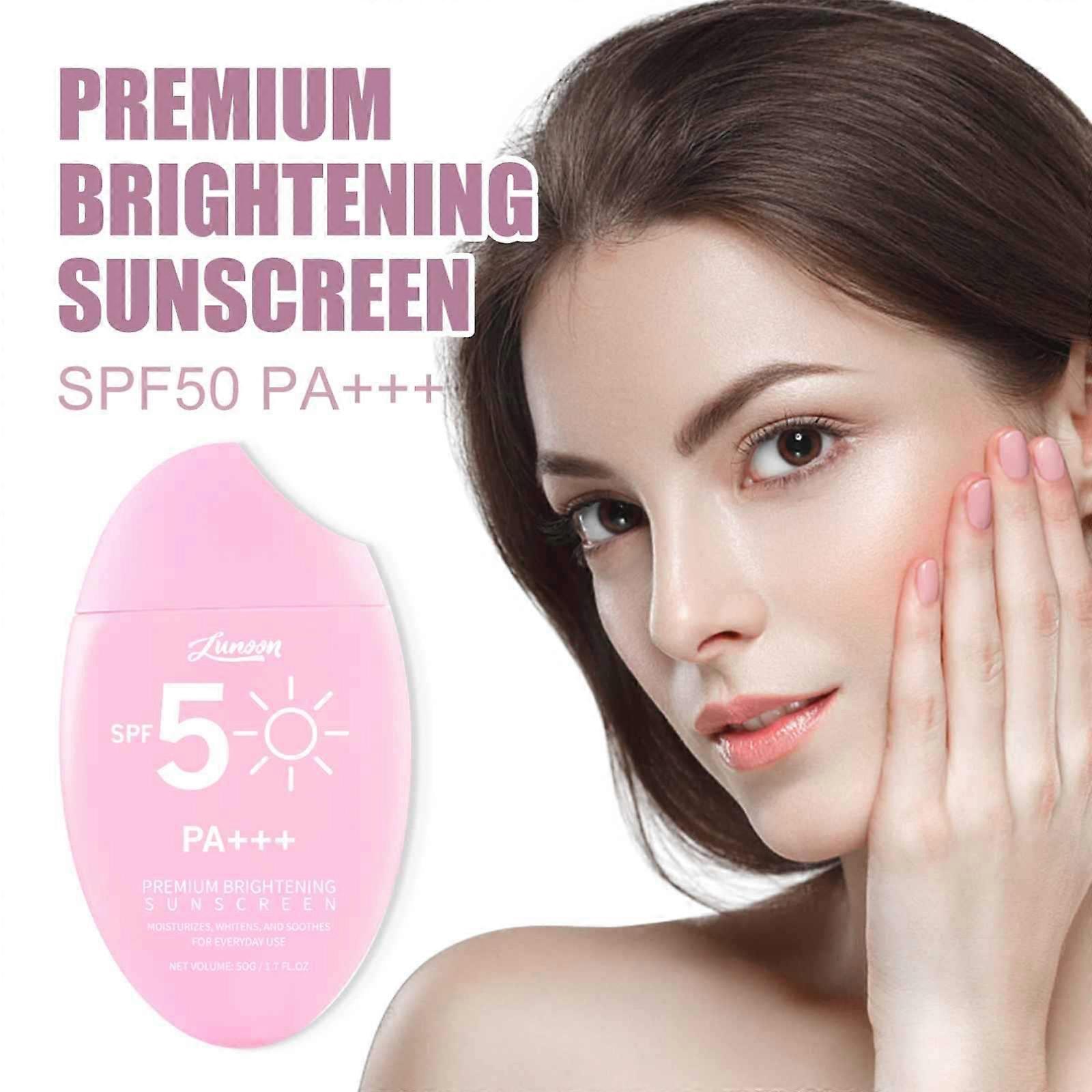 Moisturizing Sunscreen, Premium Brightening Sunscreen SPF 50, Strong UV Protection, Sweatproof Facial and Body Sunscreen for All Skin Types