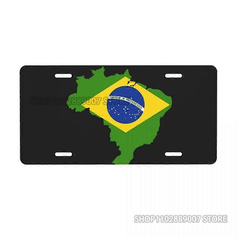 Brazil Flag 6inX12in License Plate Decor for Car Front License Plate Metal Car Plates