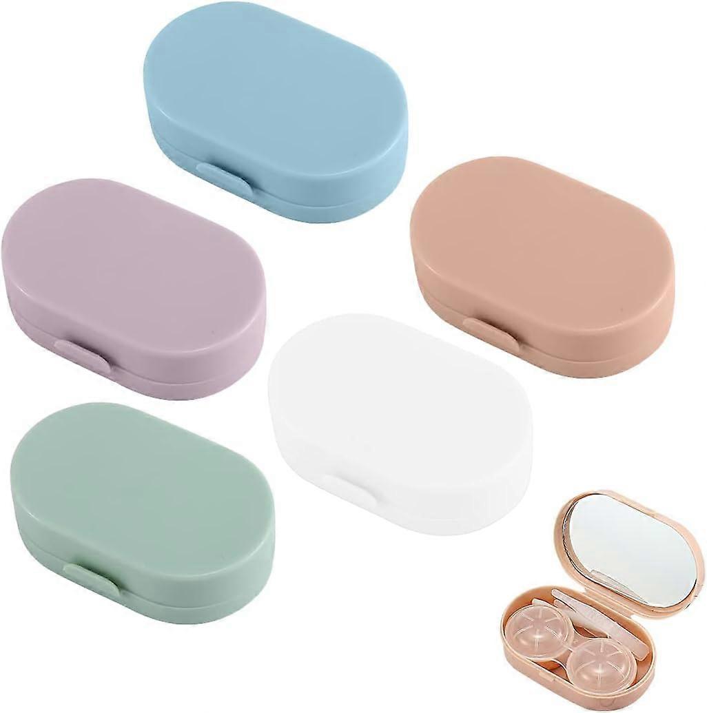 5 Pcs Contact Lens Case Travel Contact Lens Box Mini Contact Lens Holders Portable Contact Lens Case with Mirror Tweezer Stick for Traveling Outdoors