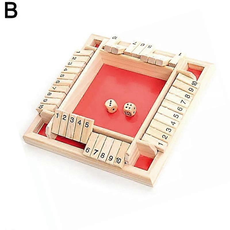 Four Sided Within 10 Numbers Shut The Box Board Game Wooden Flaps & Dice Set Board Game Party Club Games For Adults Families