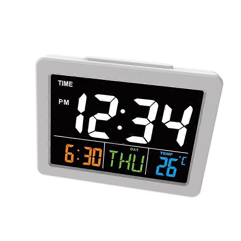 Color Large Screen LCD Electronic Desk Alarm Clock Temperature Date Display