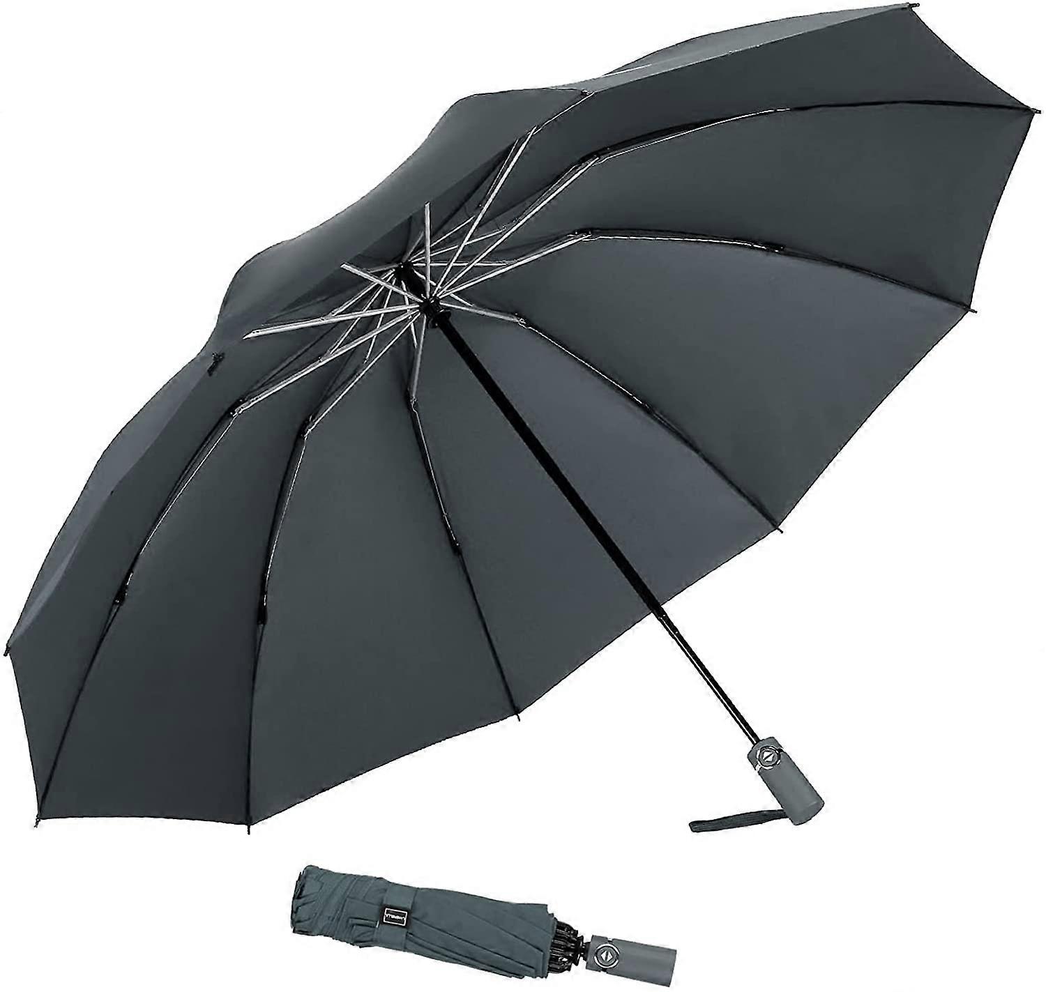Umbrella Windproof Travel Umbrella Compact Folding Reverse Umbrella27ingrey