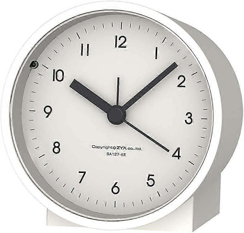 AA Battery Operated Analog Alarm Clock Silent Non Ticking, Ascending Beep Sounds, Snooze,Light Functions, Easy Set (white)