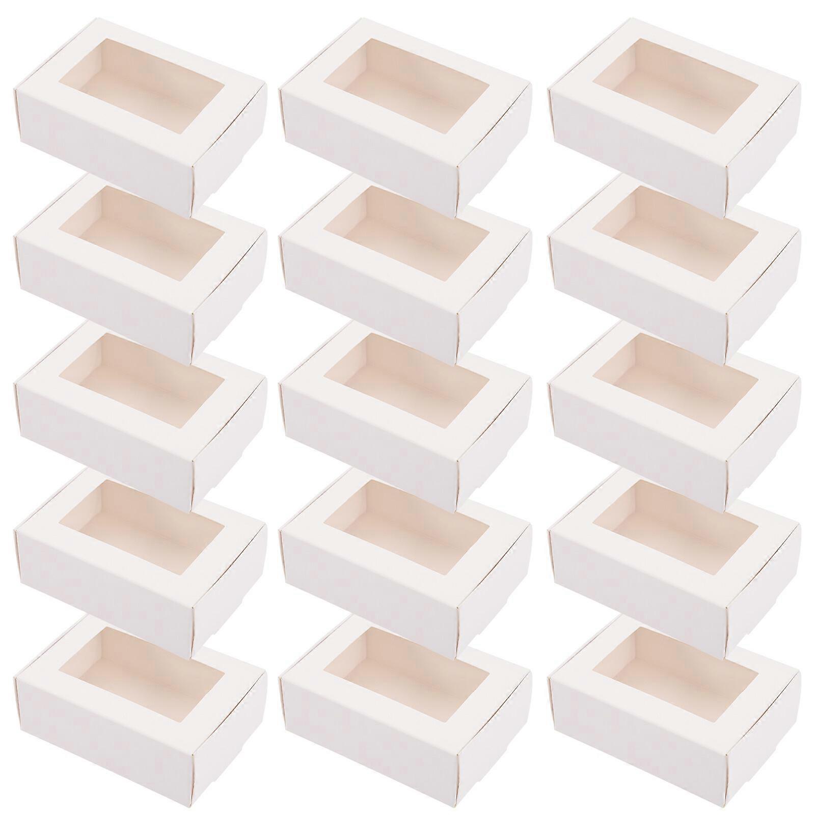 30 قطعة صناديق تغليف الصابون ورق الكرافت مربع الصابون مع نافذة حاوية هدية مربع