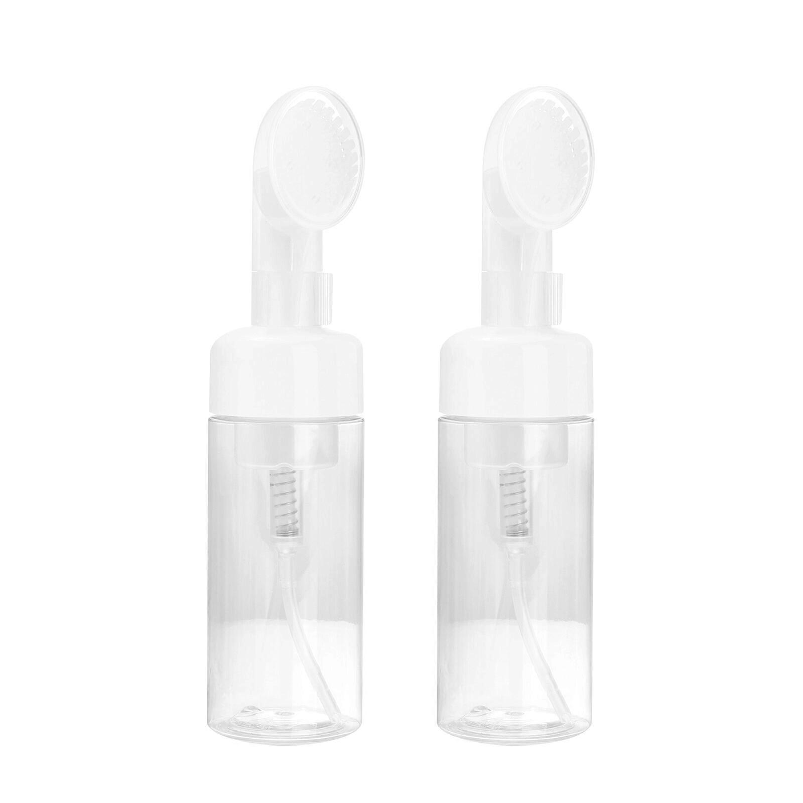 2pcs Transparent Plastic Foaming Bottles Portable Sub Bottles Brush Bottles