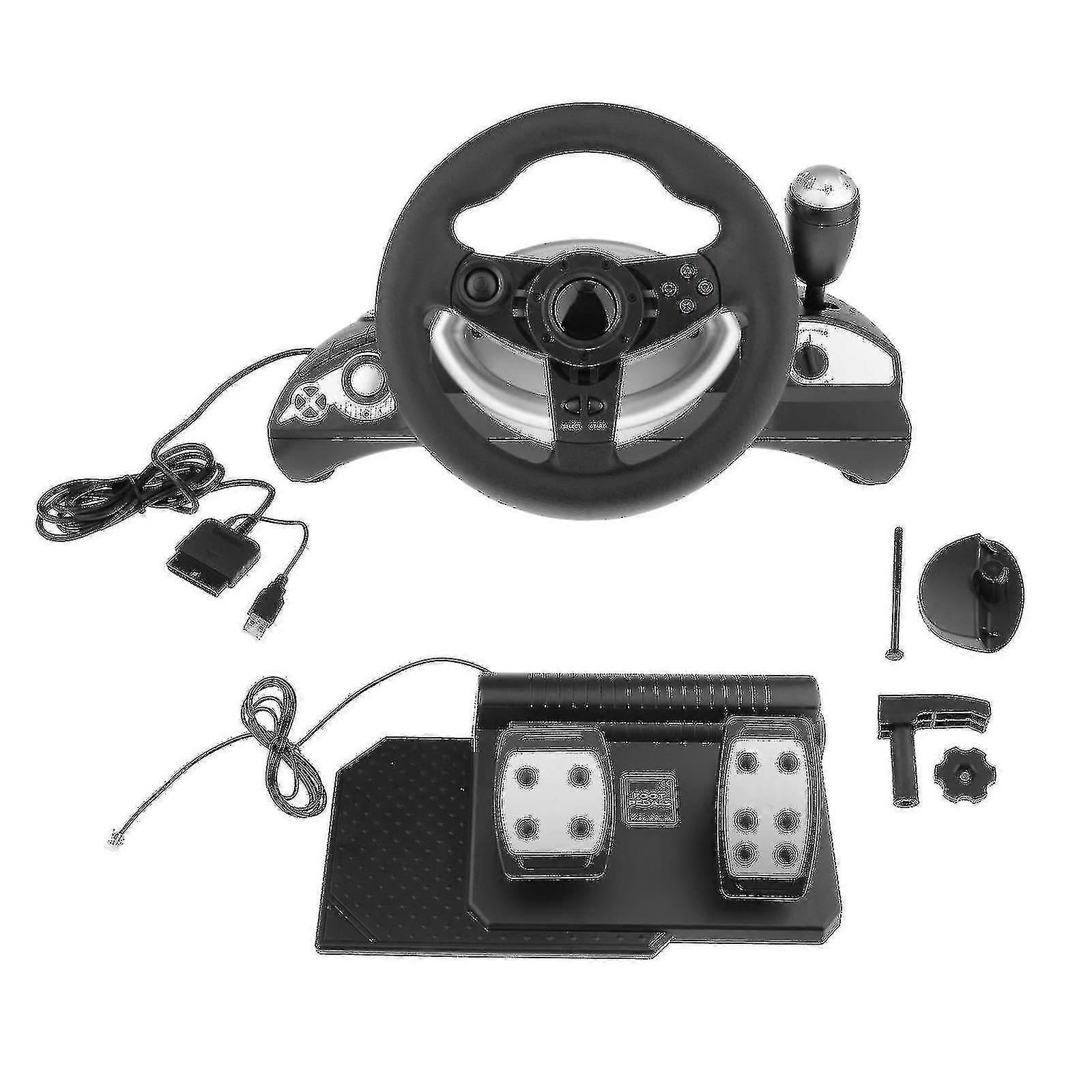 レーシングゲームステアリングホイールペダルキットシミュレータPs3 / ps2 / PCブラック用