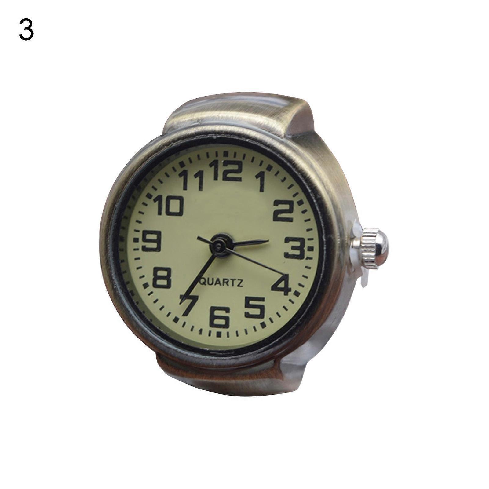 Finger Watch Exquisite Vintage Style Round Shape Quartz Analog Finger Ring Watch for Daily Wear