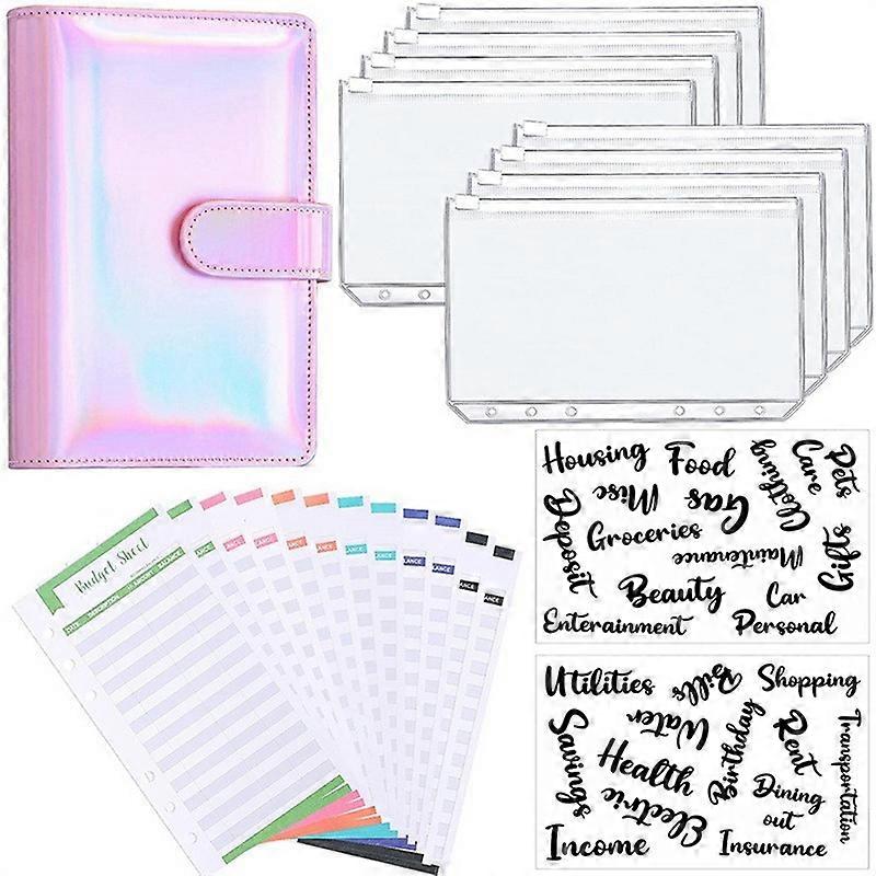A6 Binder Budget Planner Notebook Covers Folder Size 6 Hole Pockets Plastic Zipper Money Saving Envelope