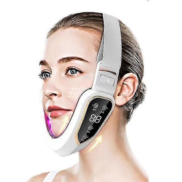 Dispositivo di sollevamento facciale Led Fotonica Terapia Vibrazione dimagrante facciale Massaggiatore Doppio mento A forma di V Cheek Lift Viso Bianco