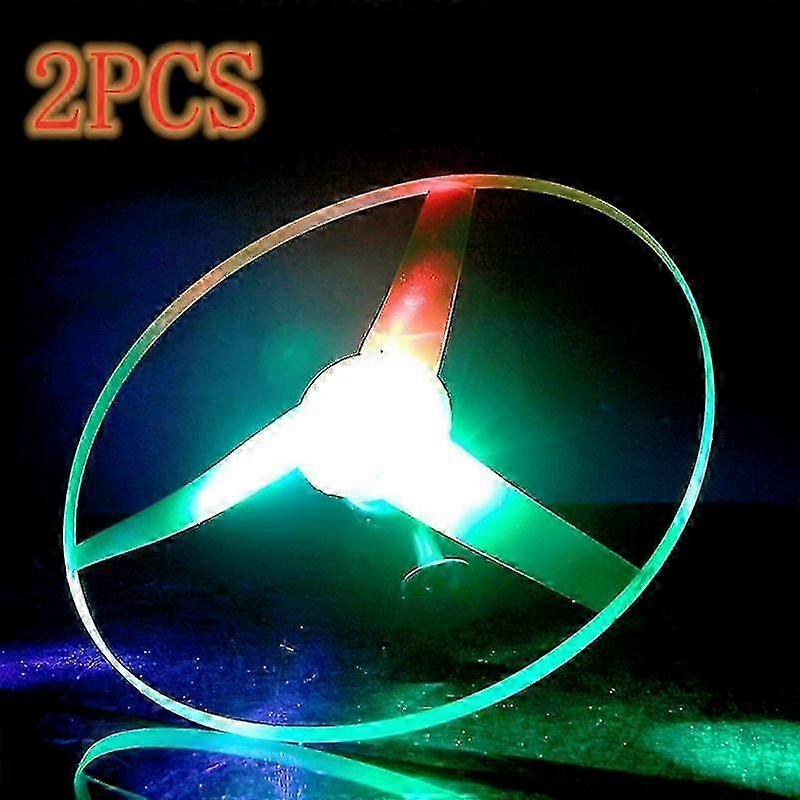 Flying Saucer Led Glowing In The Dark Flashing Wire Handle Launcher Pull