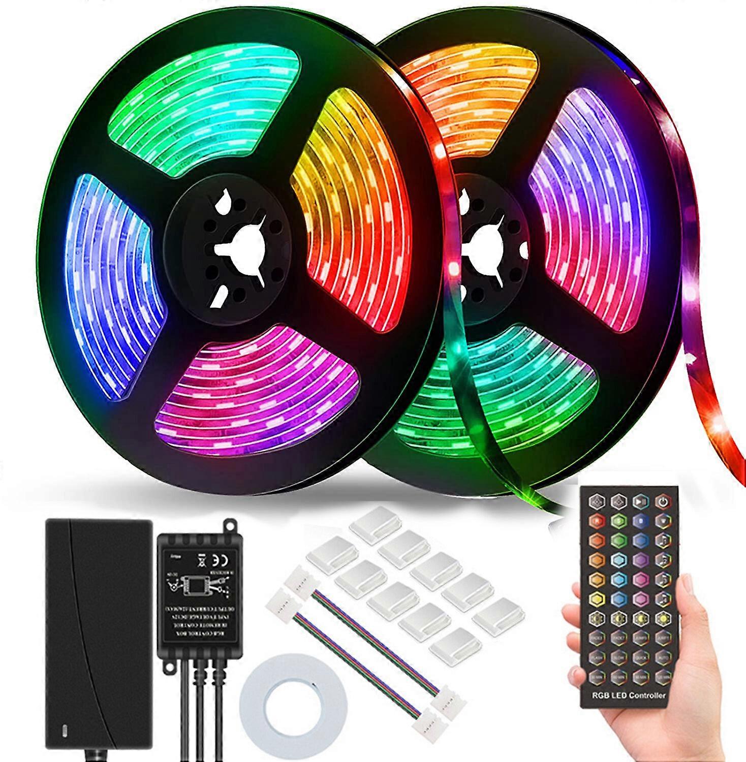 Dc12v 5m 10m 5050 Rgb Timer Function Led Strip Light Waterproof With 40keys Remote Control + Music Controller
