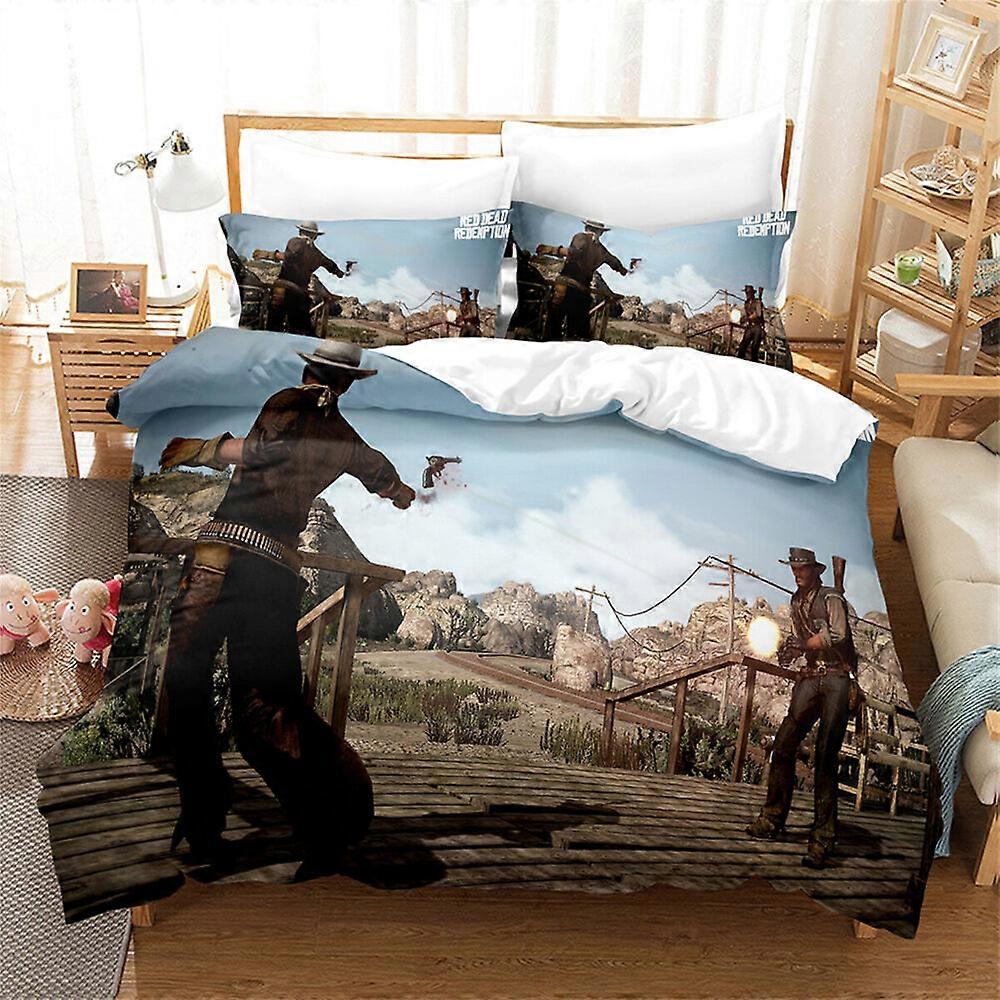 v3263 Bed Sheets  Doona Duvet Cover Set Red Dead Redemption Bed Bed Sheets IU3263