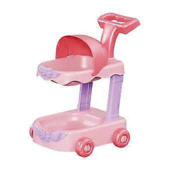 Toy Pram Double Layers Dollhouse Decorations Pretend Play Baby Doll Trolley