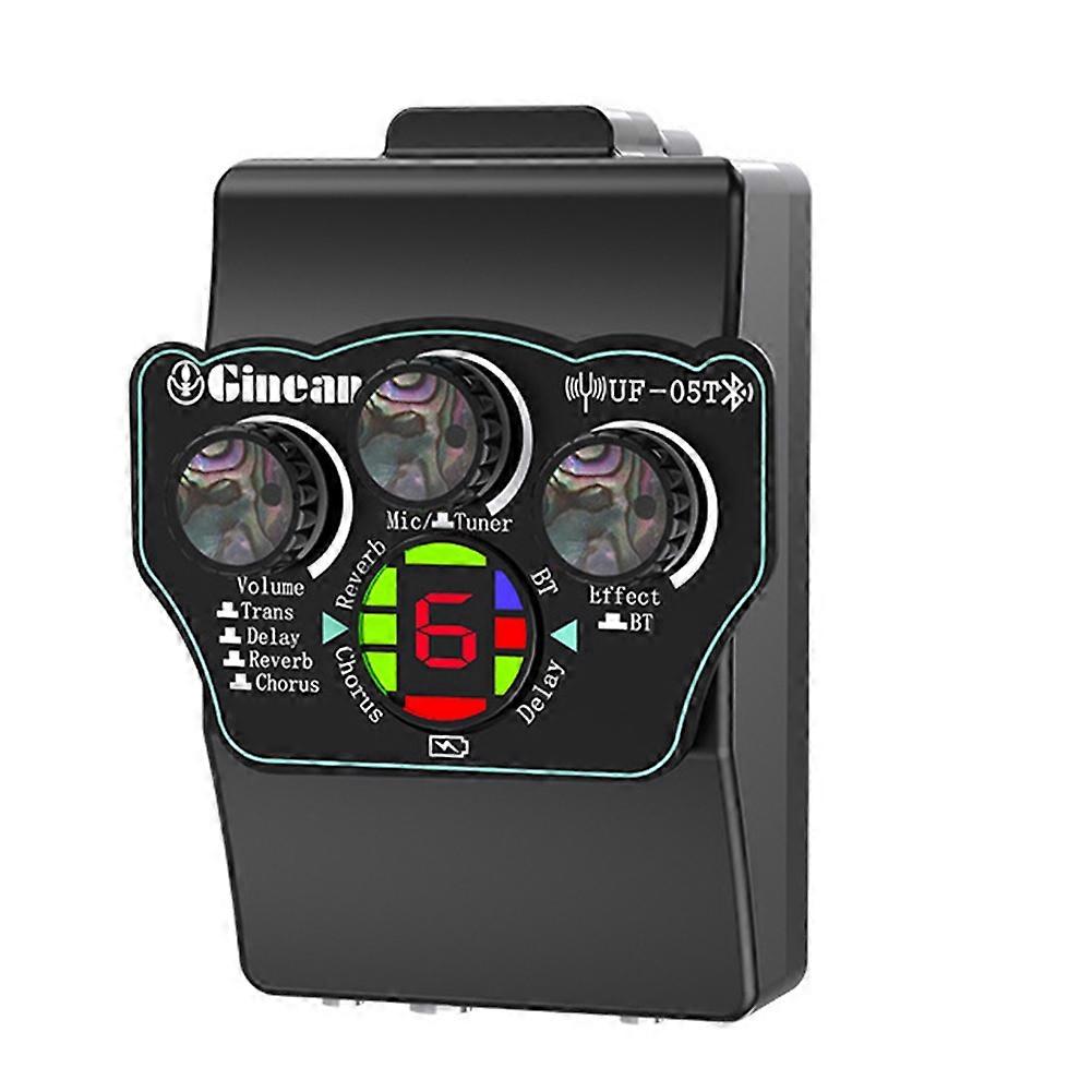 UF-05T Guitar Resonance Pickup Built-in Reverb Chorus Delay Effect with Microphone Support Bluetooth Tuner Function