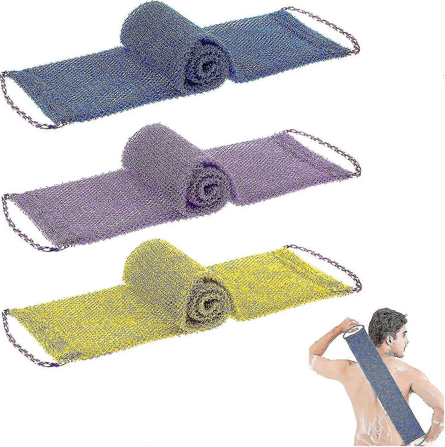 3 Pcs Shower Scrubber Nylon Scraper Massage Remover Mesh Sponge
