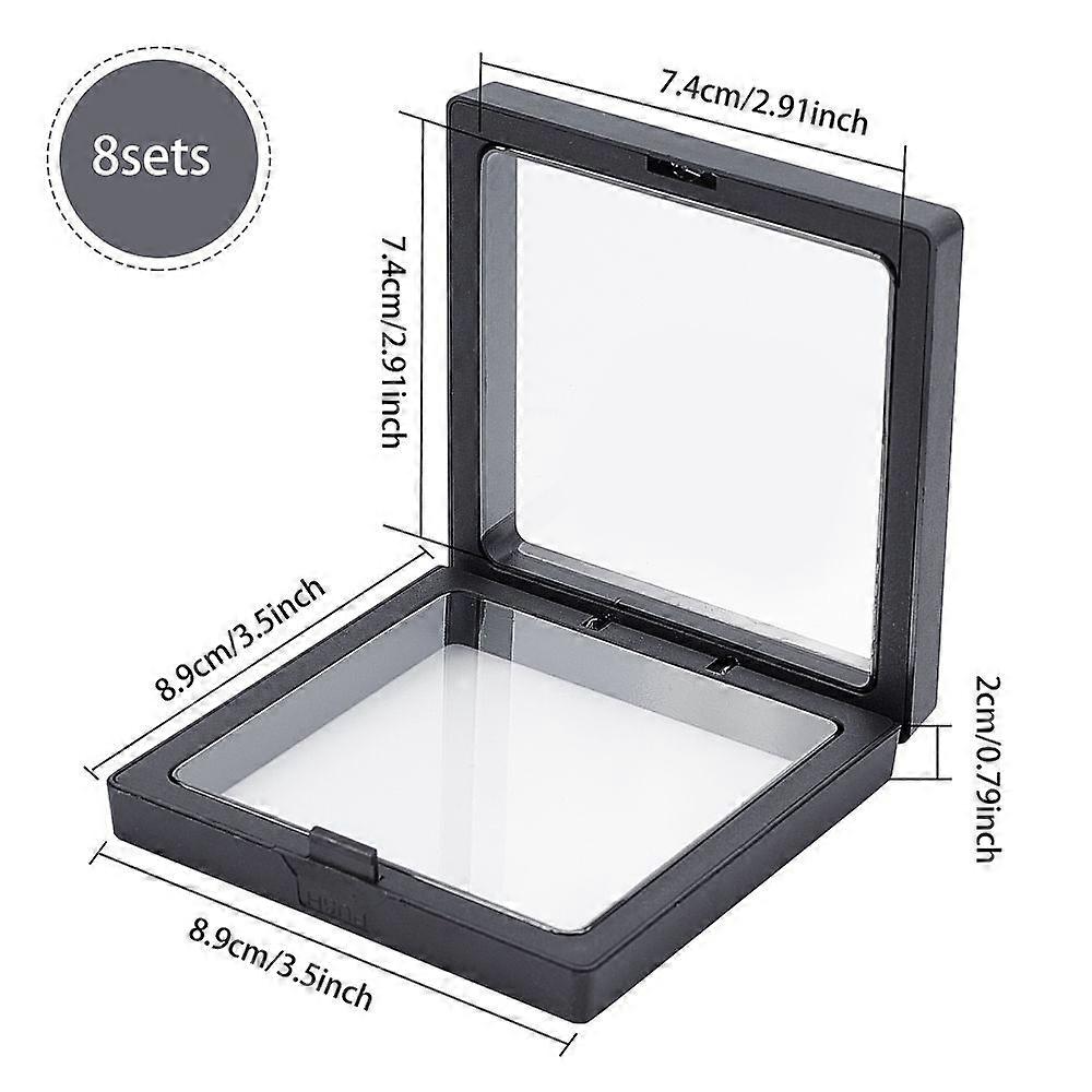 16pcs Black Plastic Picture Display Stands with TPU Film and Display Stand Base for AA Medallion Challenge Coin Chip Jewelry Decorative