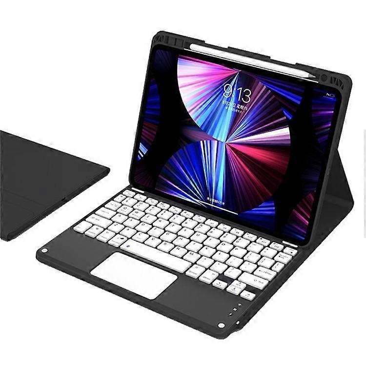 Compatible For iPad Pro 11 (2024) M4 Skin-Touch Leather Tablet Stand Cover + X7 Touchpad Bluetooth Keyboard