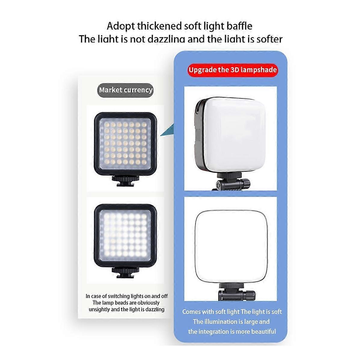 Mini LED Fill Light Cold Shoe Lighting for Camcorder Camera Vlog Removable Back Clip-on Mobile Phon