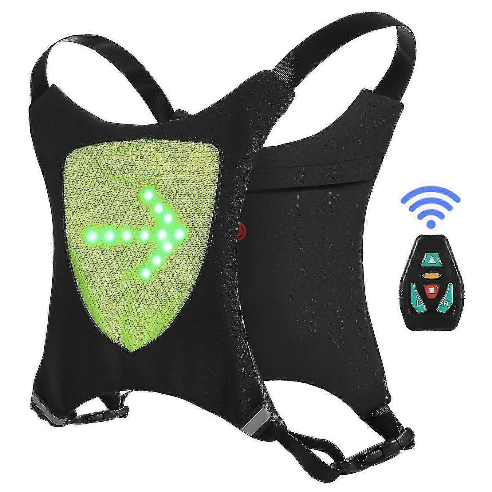 Double-sided LED Turn Signal Bike Pack LED Backpack with Direction Indicator USB Rechargeable Safety Light Bag Waterproof