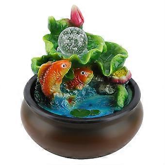 Mini Desktop Fountain Feng Shui Lucky Fish Home Desktop Decoration (EU Plug 220-240V)