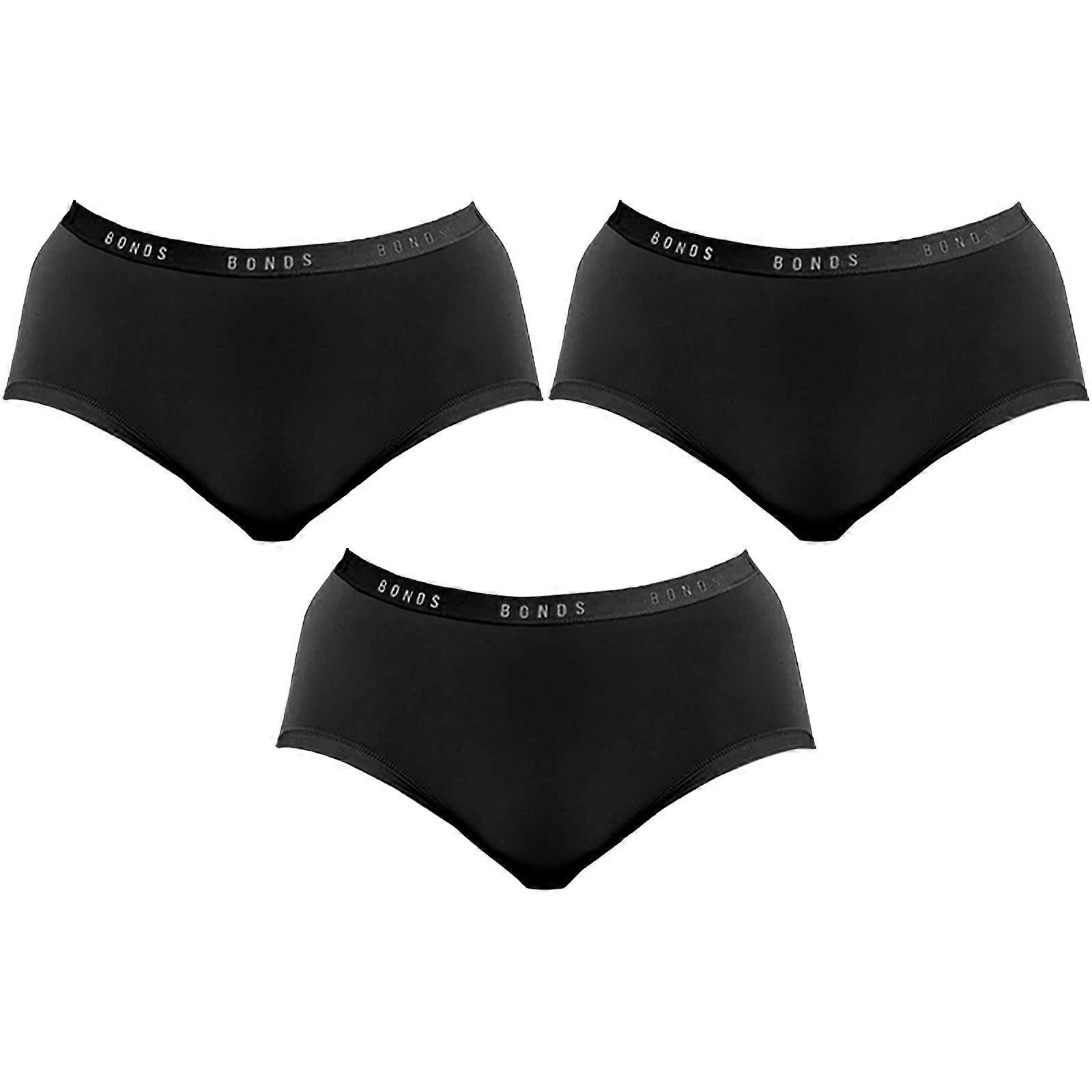 3X Bonds Invisitails Full Briefs Womens Panties Underwear Undies Wzggy Black Bulk